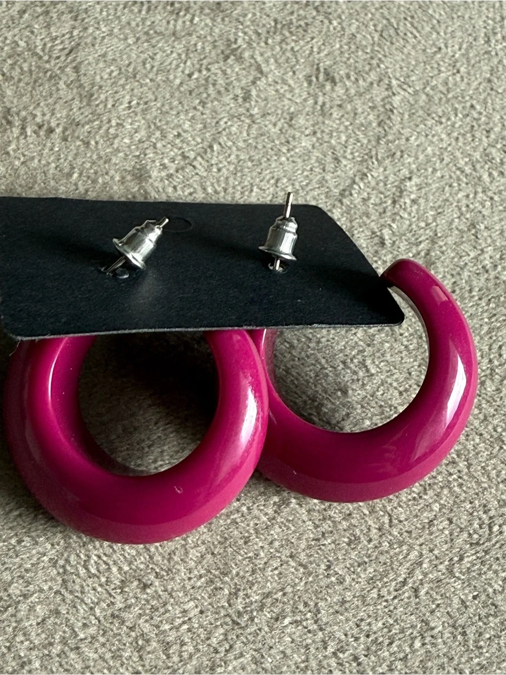 Bold Fuchsia Resin Hoop Earrings - Women Jewelry